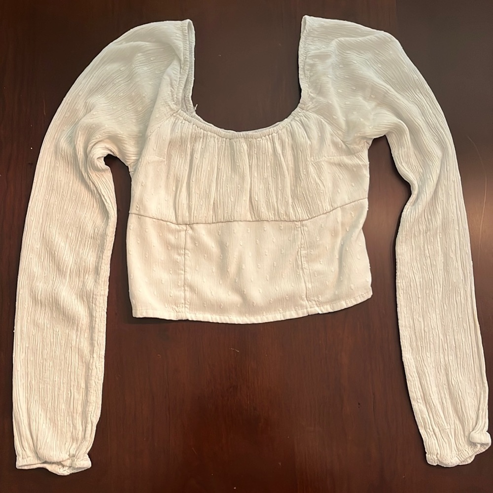 White Hollister Crop top long sleeve